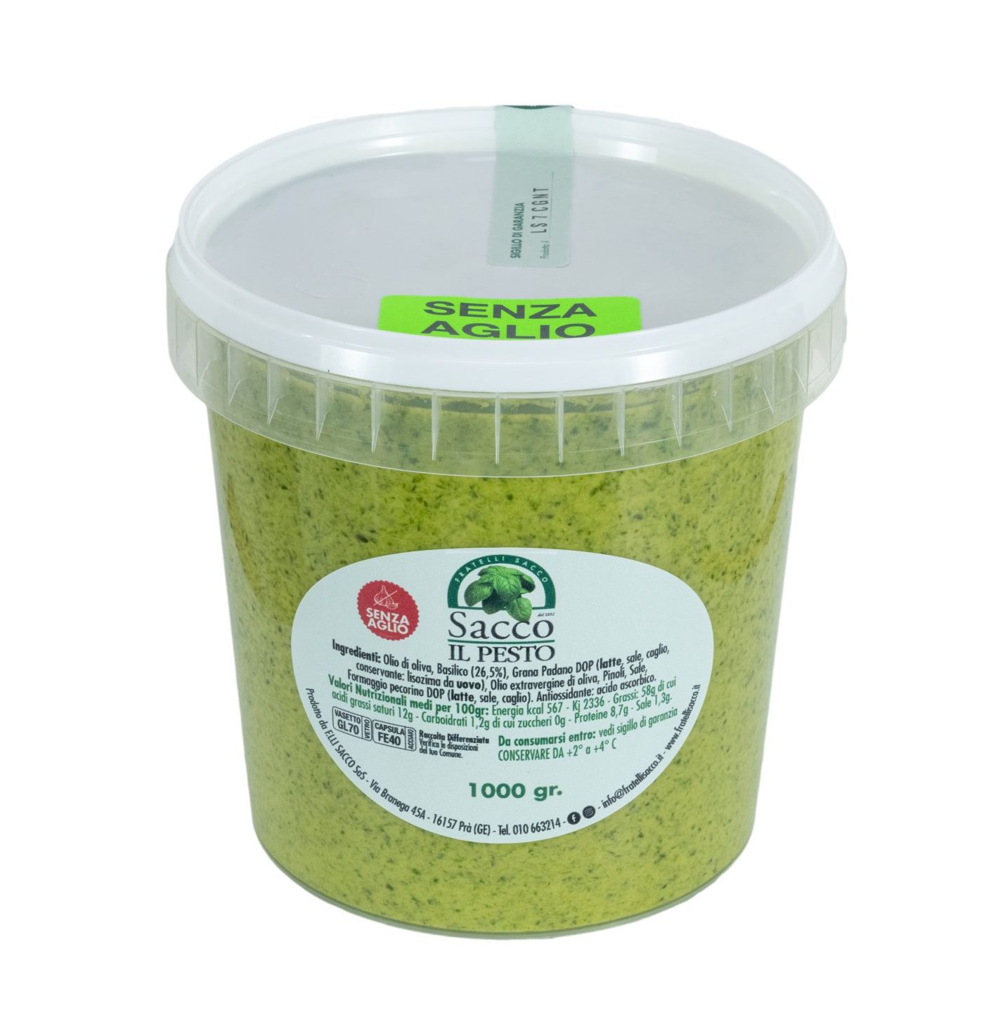 PESTO SENZA AGLIO - VASO PLASTICA 1 KG